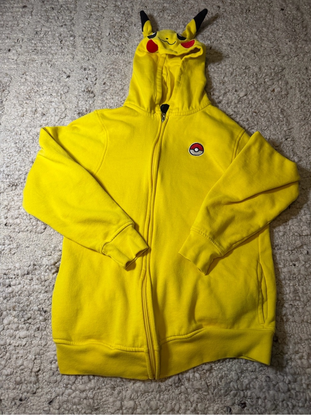 Pokemon Yellow Pikachu Hoodie Sweatshirt with Pokeball Patch